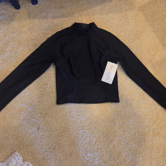 Athleta Interval Mock Neck Top Long Sleeve - Black Size XS - New with Tags - Picture 5 of 7